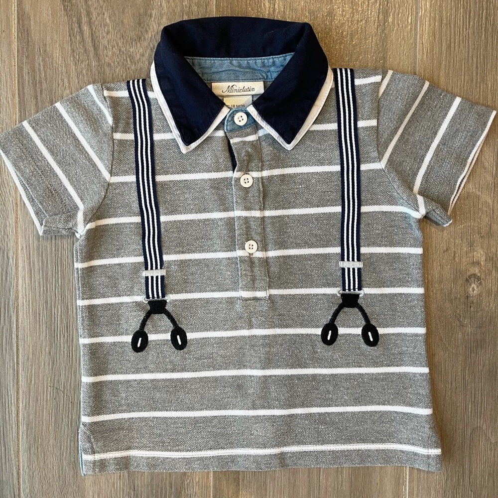 MINICLASIX Boys Suspender Polo NWOT 18 mos.